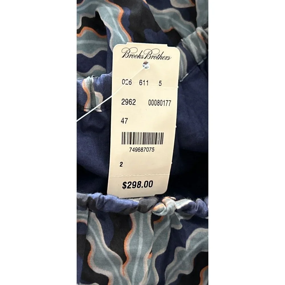 Brooks Brothers Dress Of The Shoulder Maxi Cotton Silk All Over Palm Tree Print